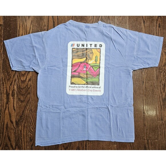 Vintage DELTA It's Time To Fly T Shirt Size L Blue - Picture 2 of 8